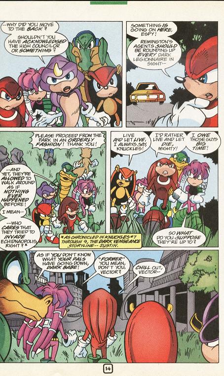 Sonic The Hedgeblog on X: Mighty The Armadillo's introduction panel from  Archie Comic's 'Knuckles Chaotix' 48 page special. [@Sonic_Hedgeblog]  [Patreon]   / X